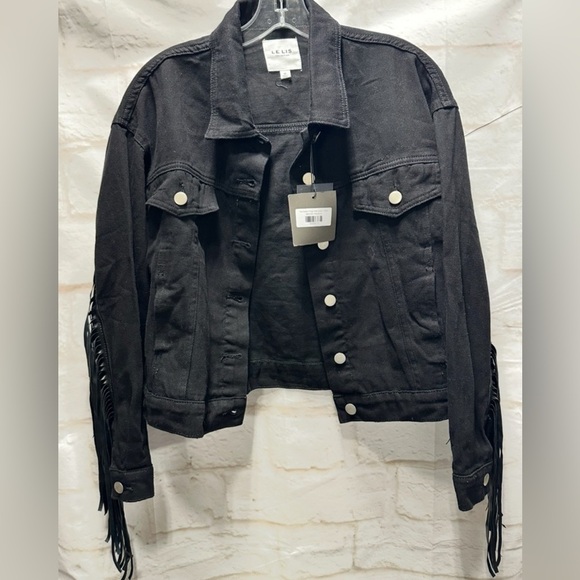 Lelis NWT fringed black jacket size Women's Medium - Picture 1 of 5